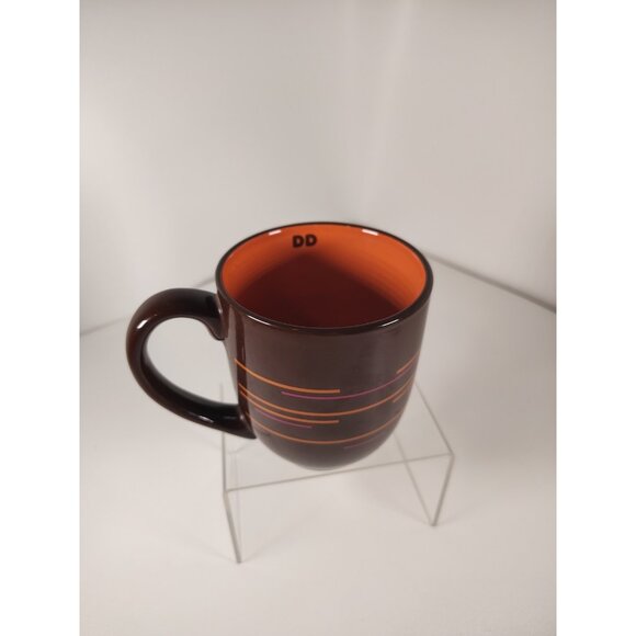 Dunkin Donuts Coffee Mug Collector DD 2011 14oz Brown Orange Pink Stripe - Picture 2 of 6